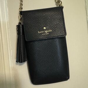 Kate Spade Black Leather Phone Wallet Crossbody Bag